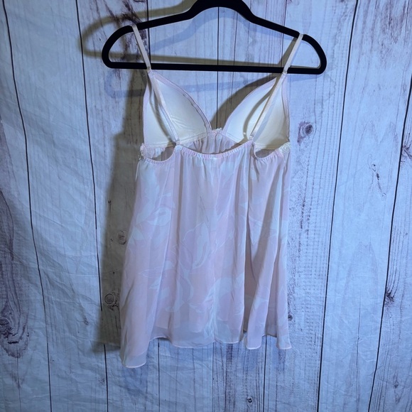 Vintage Elegant Babydoll Pink Lace Trim Nighty Nightgown Lingerie Medium - Picture 5 of 5